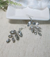 Crystal Leaf Earrings, Bridal Rhinestone Earrings, Bridesmaid Crystal Earrings, Wedding Wire Earrings - KaleaBoutique.com