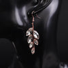 Crystal Leaf Earrings, Bridal Rhinestone Earrings, Bridesmaid Crystal Earrings, Wedding Wire Earrings - KaleaBoutique.com