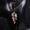 Crystal Leaf Earrings, Bridal Rhinestone Earrings, Bridesmaid Crystal Earrings, Wedding Wire Earrings - KaleaBoutique.com