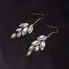 Crystal Leaf Earrings, Bridal Rhinestone Earrings, Bridesmaid Crystal Earrings, Wedding Wire Earrings - KaleaBoutique.com