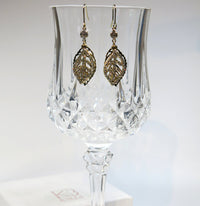 Crystal Gold Leaf Earrings, Bridal Minimalist Wedding CZ Leaf Earrings, Double Layer Leaf Earrings - KaleaBoutique.com