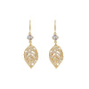 Crystal Gold Leaf Earrings, Bridal Minimalist Wedding CZ Leaf Earrings, Double Layer Leaf Earrings - KaleaBoutique.com