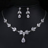 Crystal Necklace Bridal 3 PC Jewelry Set, Rose Gold Plated Diamond Necklace Set, CZ Diamond Wedding Necklace and Earrings Jewelry Set - KaleaBoutique.com