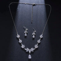 Crystal Necklace 3 PC Bridal Jewelry Set, Rose Gold Plated CZ Diamond Necklace Set, Wedding Crystal Jewelry Set for Bride - KaleaBoutique.com