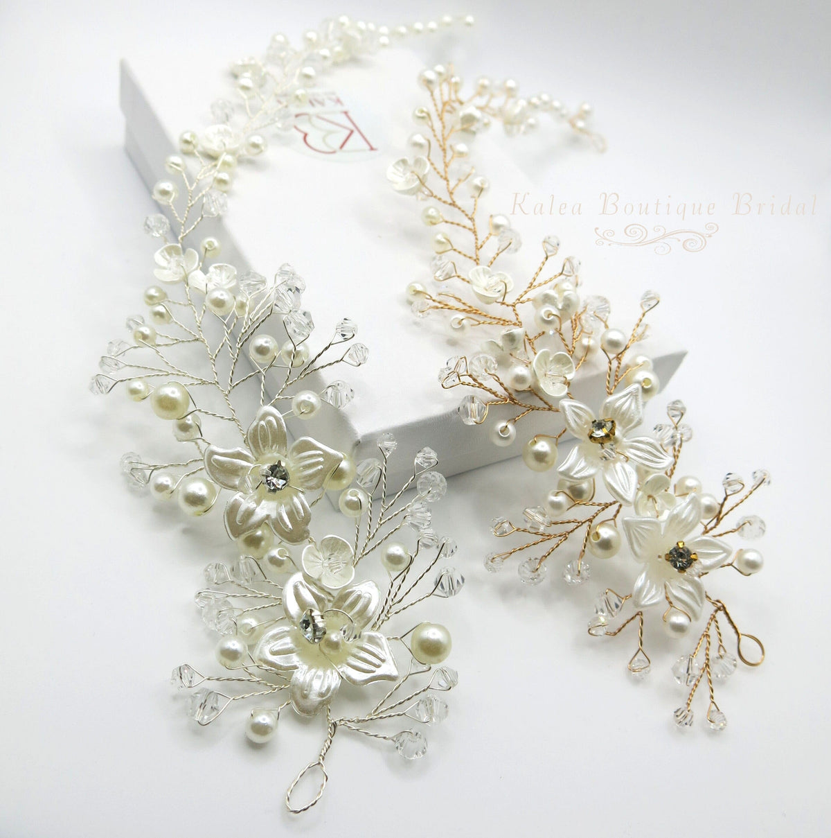 Pearl Flower Bridal 3 PC Jewelry Set, Wedding Floral Necklace and Earrings Jewelry, Crystal Flower Wedding Necklace Set - KaleaBoutique.com