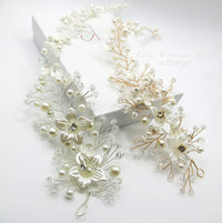 Pearl Flower Bridal 3 PC Jewelry Set, Wedding Floral Necklace and Earrings Jewelry, Crystal Flower Wedding Necklace Set - KaleaBoutique.com