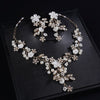 Pearl Flower Bridal 3 PC Jewelry Set, Wedding Floral Necklace and Earrings Jewelry, Crystal Flower Wedding Necklace Set - KaleaBoutique.com