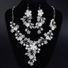 Pearl Flower Bridal 3 PC Jewelry Set, Wedding Floral Necklace and Earrings Jewelry, Crystal Flower Wedding Necklace Set - KaleaBoutique.com