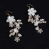 Pearl Flower Bridal 3 PC Jewelry Set, Wedding Floral Necklace and Earrings Jewelry, Crystal Flower Wedding Necklace Set - KaleaBoutique.com