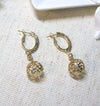 Crystal Studded Hoop Earrings, Sphere Charm Wedding Hooped Ear Studs, Bridal Spring Latch Back Hoop Earrings - KaleaBoutique.com