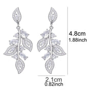 Crystal Studded Leaf Bridal Earrings, CZ Diamond Gemstone Leaf Studs, Wedding Diamond Leaf Stud Earrings, 14K Gold Plated Bridesmaid Studs - KaleaBoutique.com