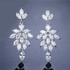 Crystal Tassel Leaf Earrings, 14K Gold Plated CZ Diamond Earrings, Floral Wedding Dangle Earrings for Brides - KaleaBoutique.com