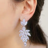 Crystal Tassel Leaf Earrings, 14K Gold Plated CZ Diamond Earrings, Floral Wedding Dangle Earrings for Brides - KaleaBoutique.com