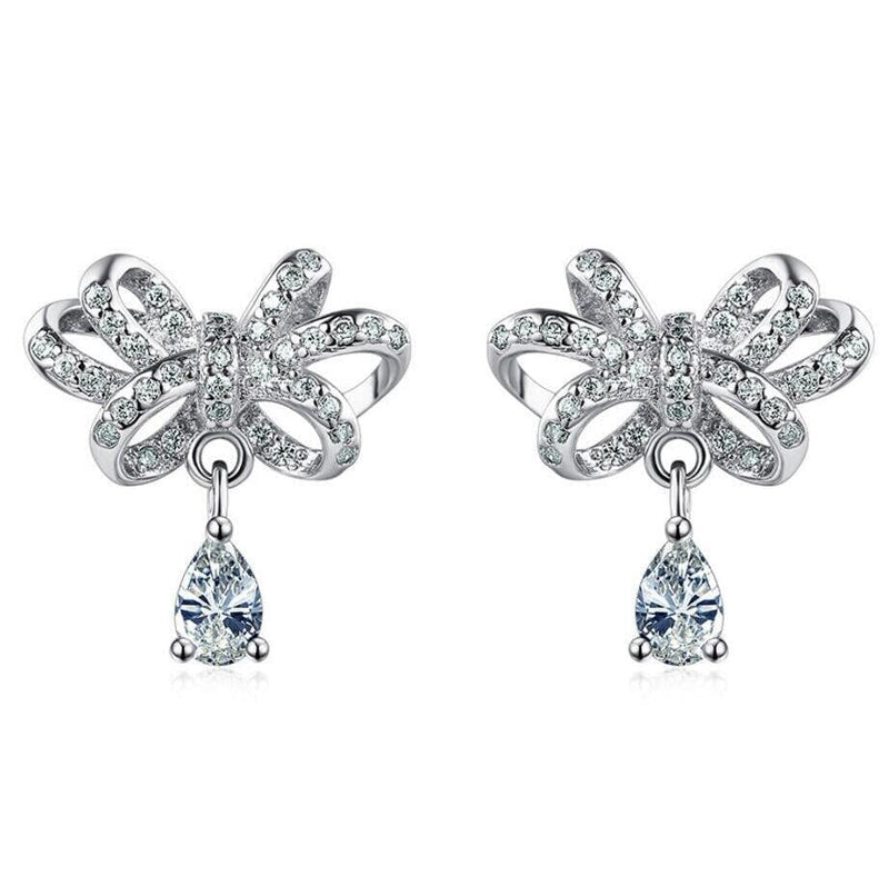 Cubic Zirconia Crystal 925 Sterling Silver Wedding Bridal Bridesmaid Glam Dangle Stud Fine Jewelry Earrings - KaleaBoutique.com