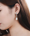 Round Pearl 925 Sterling Silver Post Earrings, Bridal Natural Pearl Earrings, Pearl Dangle Earrings - KaleaBoutique.com