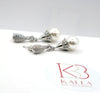 Round Pearl 925 Sterling Silver Post Earrings, Bridal Natural Pearl Earrings, Pearl Dangle Earrings - KaleaBoutique.com