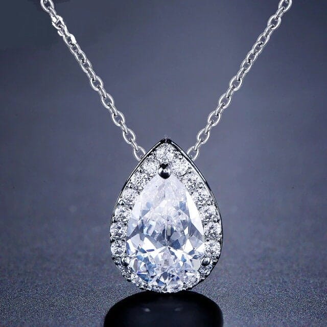 Cubic Zirconia CZ Clear AAA Crystals Gemstone Wedding Bridal Bridesmaid Glam Teardrop Fashion Solitaire Pendant Necklace Or Earrings - KaleaBoutique.com
