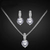 CZ Clear Crystal Bridal Ear Studs, Wedding Solitaire Necklace and Earrings 3 PC Bridesmaid Jewelry Set - KaleaBoutique.com