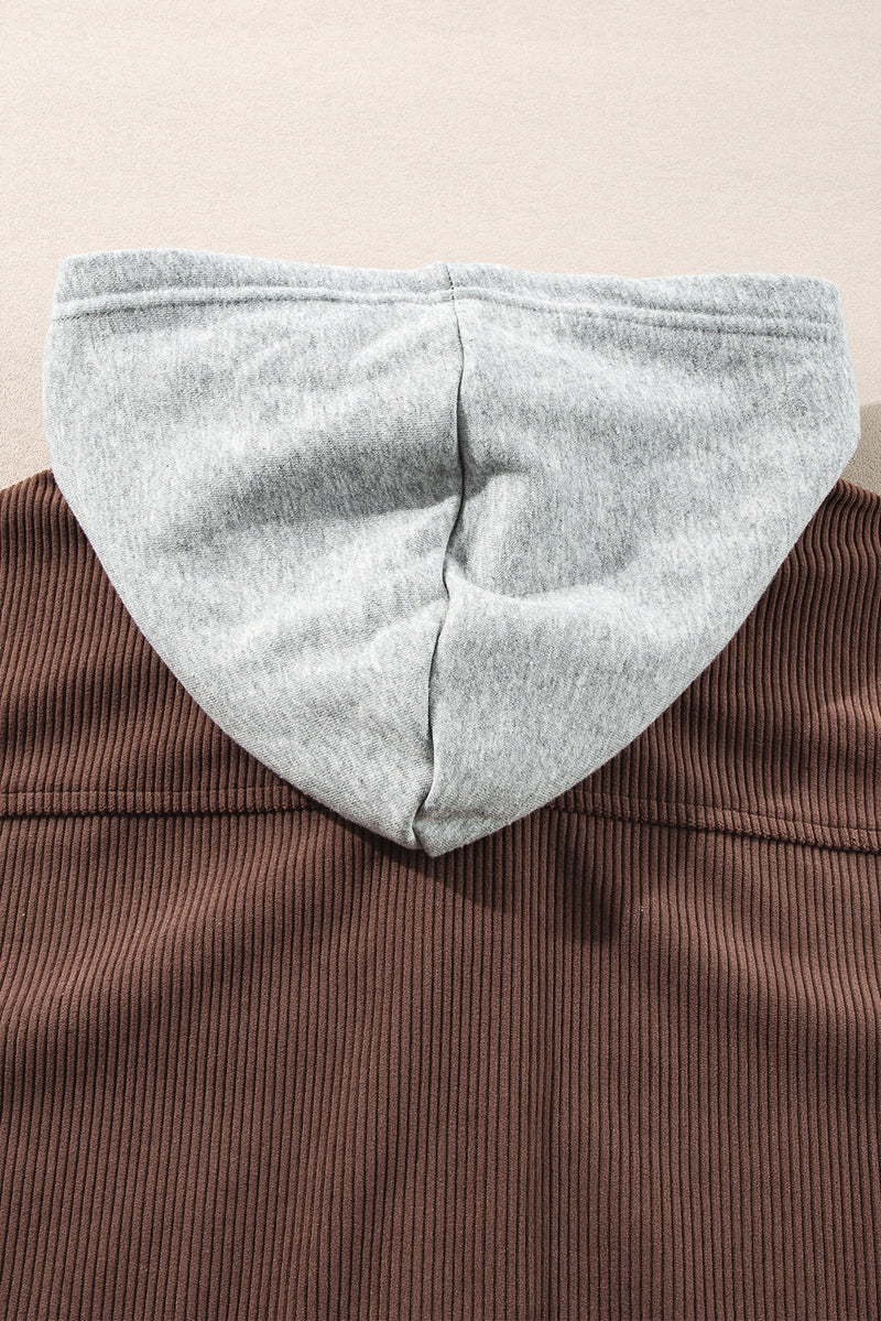 KaleaBoutique Hooded Drawstring Pockets Corduroy Shacket - KaleaBoutique.com