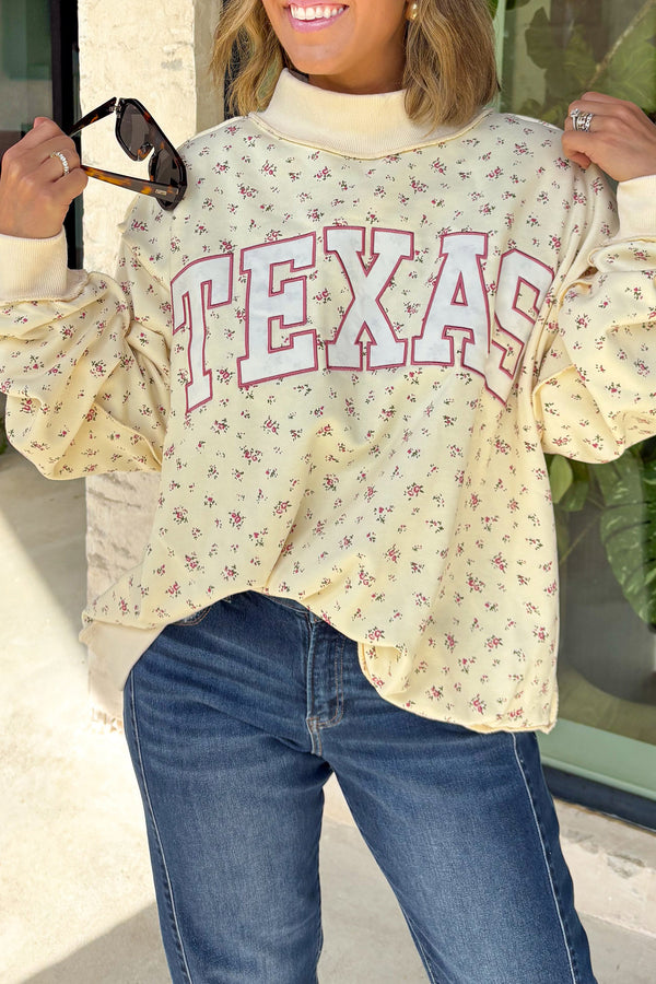 KaleaBoutique Stylish Floral Print Stand Neck Long Sleeve Slogan Sweatshirt - KaleaBoutique.com