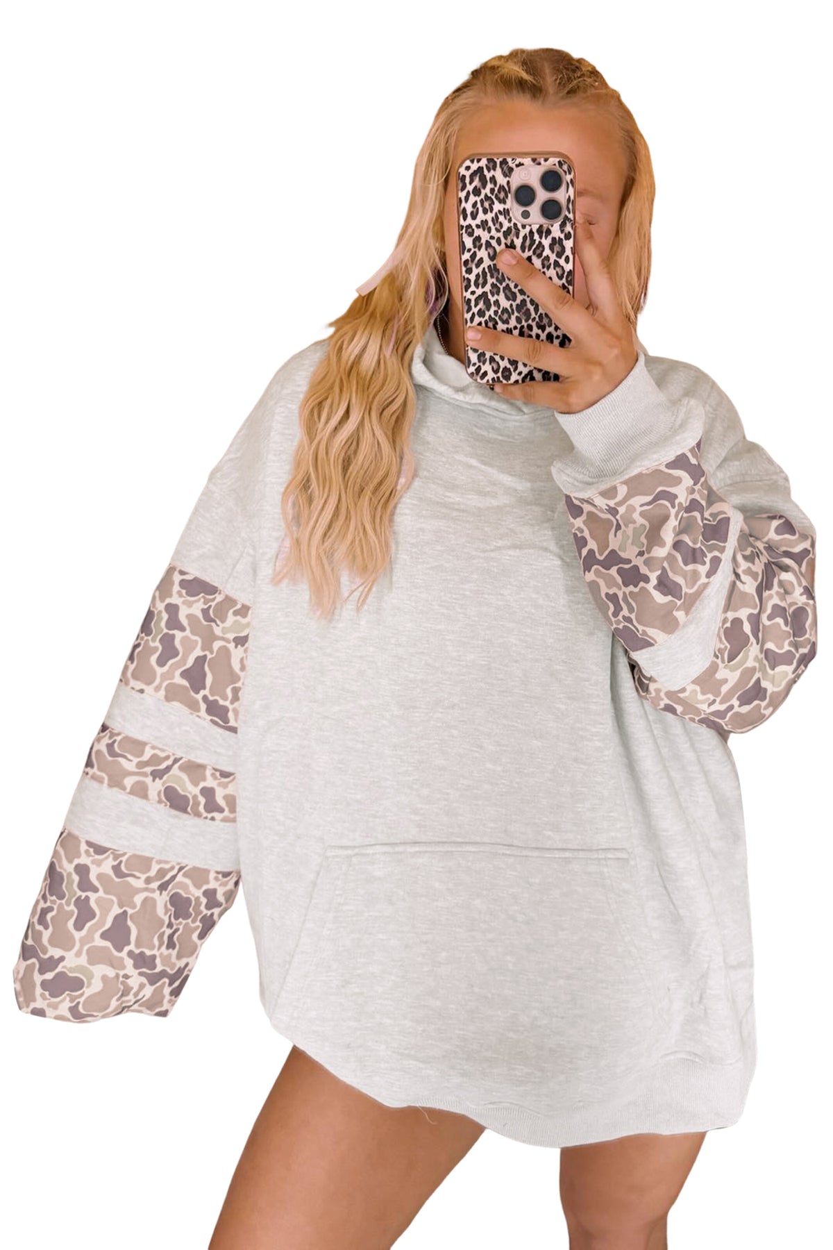KaleaBoutique Comfortable Patchwork Camo Long Sleeve Hoodie - KaleaBoutique.com