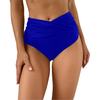 Women's High-Waist Ruched Crossover Swim Briefs - KaleaBoutique.com