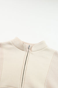 KaleaBoutique Stylish Half Zip Stand Collar Exposed Seam Solid Color Casual Sweatshirt - KaleaBoutique.com