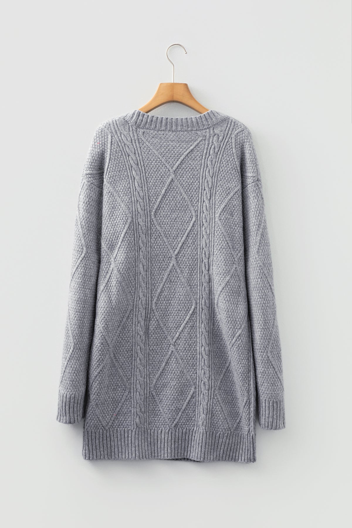 KaleaBoutique Comfortable Cable Knit Drop Shoulder Loose Fit Sweater Dress - KaleaBoutique.com
