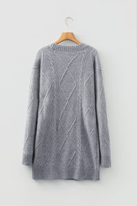 KaleaBoutique Comfortable Cable Knit Drop Shoulder Loose Fit Sweater Dress - KaleaBoutique.com