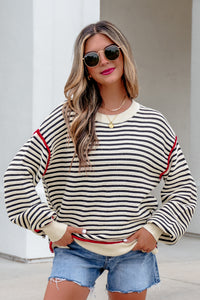 Ribbed Trim Drop Shoulder Oversized Sweater - KaleaBoutique.com