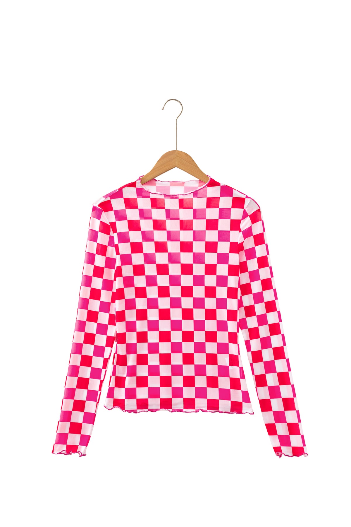 KaleaBoutique Stylish Plaid Mesh Sheer Long Sleeve Top - KaleaBoutique.com