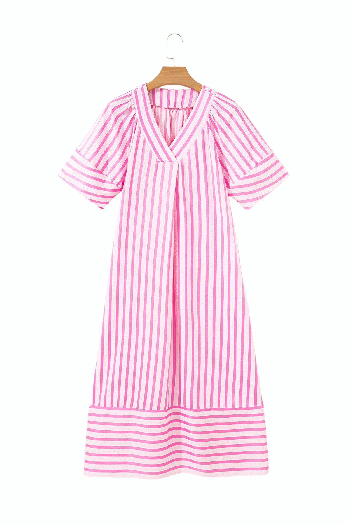 KaleaBoutique Comfortable V Neck Short Sleeve Shift Long Dress - KaleaBoutique.com