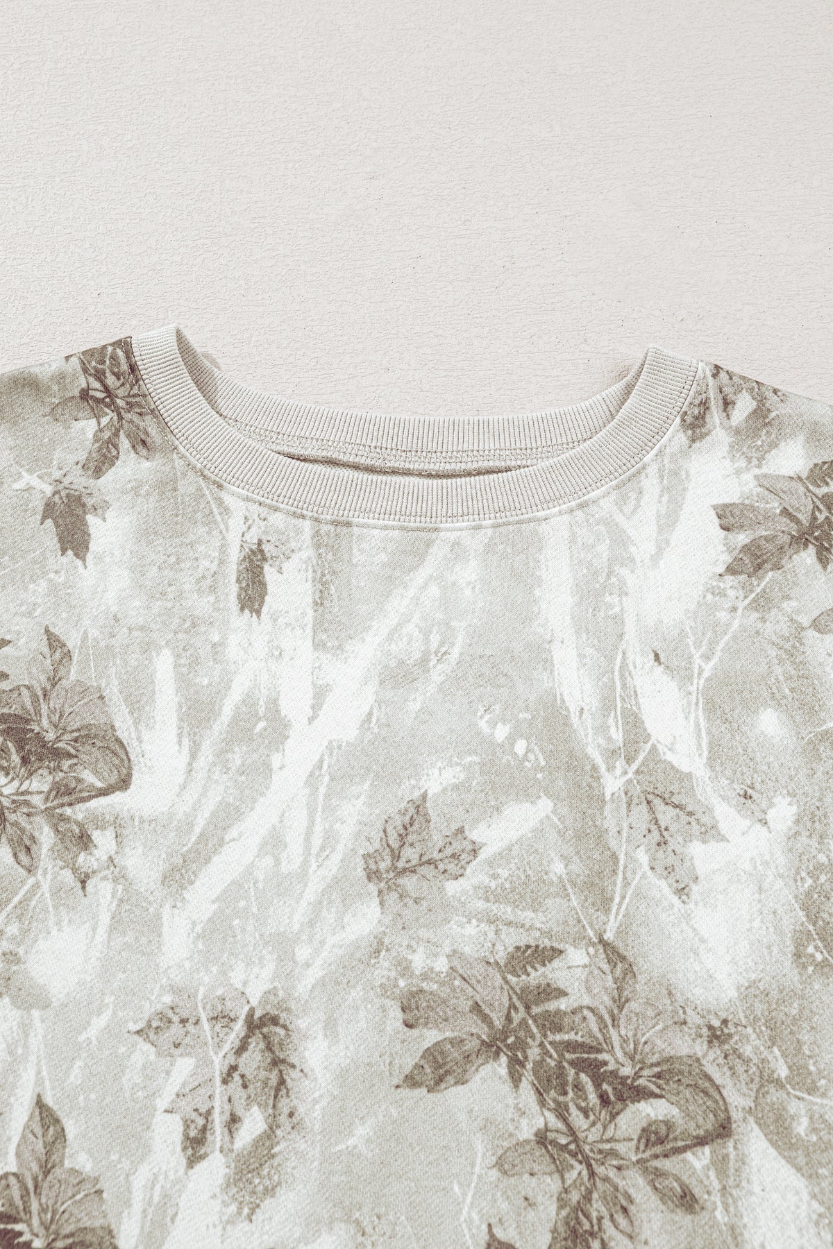 KaleaBoutique Stylish Leafy Camo Print Exposed Seam Patchwork Baggy Slit Sweatshirt - KaleaBoutique.com