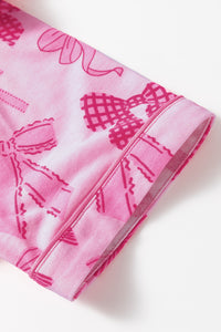 KaleaBoutique Stylish Bow Print Half Sleeve Shirt and Shorts Pajamas Set - KaleaBoutique.com