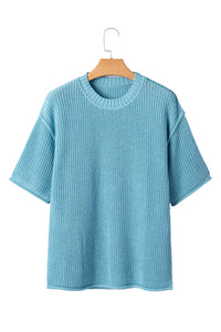 KaleaBoutique Comfortable Exposed Seam Detail Half Sleeve Loose Sweater - KaleaBoutique.com