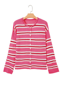 KaleaBoutique Comfortable Striped Drop Shoulder Button Cardigan - KaleaBoutique.com