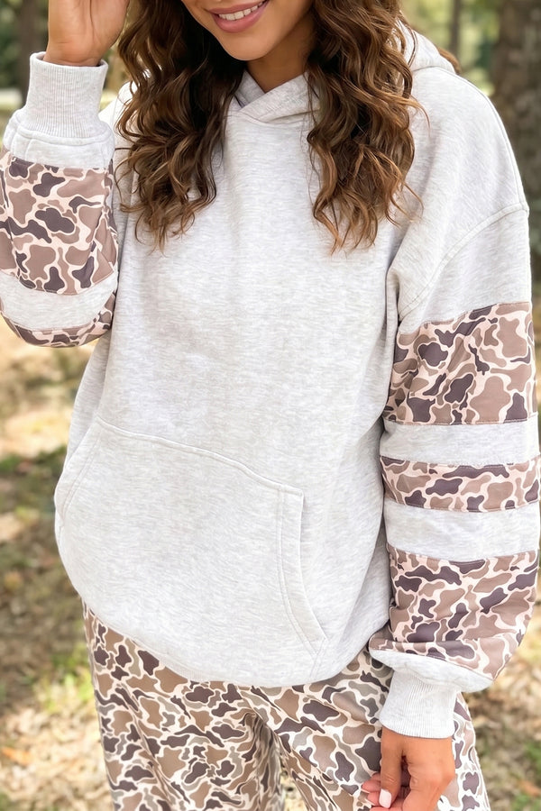 KaleaBoutique Comfortable Patchwork Camo Long Sleeve Hoodie - KaleaBoutique.com
