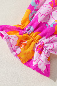 KaleaBoutique Floral Print Flounce Sleeve Notched Neck Blouse - KaleaBoutique.com