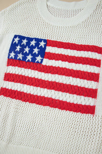 KaleaBoutique Stylish Flag Graphic Short Sleeve Sweater Top - KaleaBoutique.com