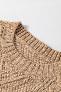 KaleaBoutique Stylish Cable Knit Drop Shoulder Loose Fit Sweater Dress - KaleaBoutique.com