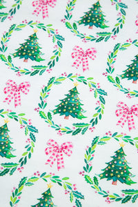 KaleaBoutique Comfortable Bow Christmas Tree Print Contrast Striped Banding 2pcs Lounge Set - KaleaBoutique.com