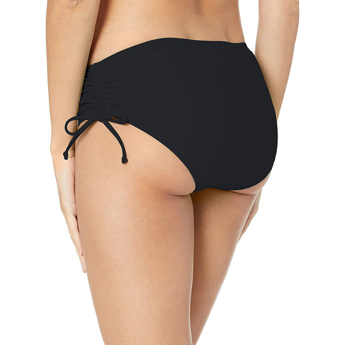 Women's Black High-Waist Or Side Drawstring Ties Swim Briefs - KaleaBoutique.com