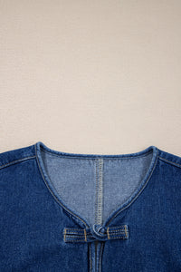 Vintage Fastening Big Patched Pockets Straight Cut Deep Wash Denim Jacket - KaleaBoutique.com