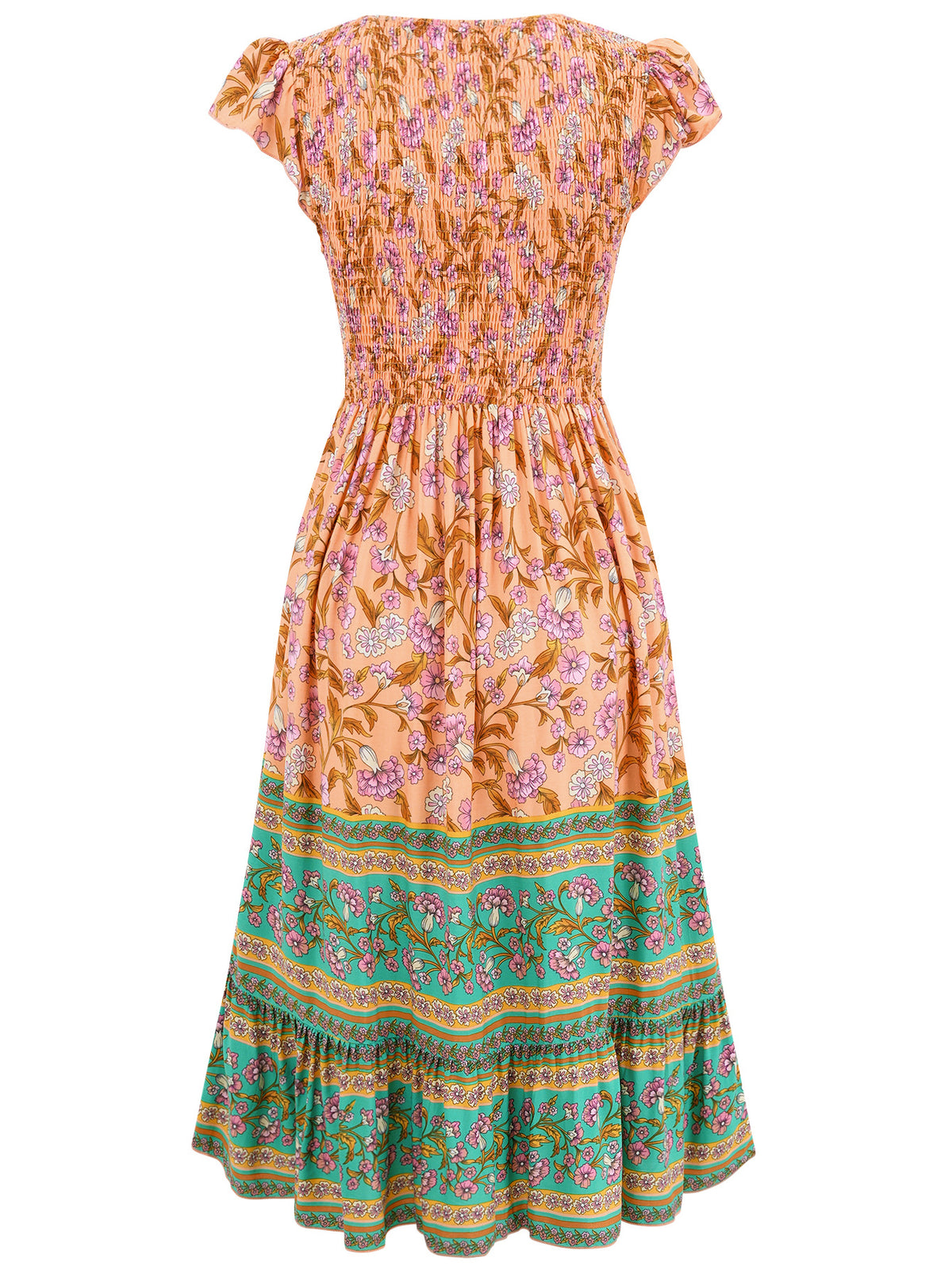 New Flowers Print V-neck Dress Summer Casual Ruffle Sleeveless Dresses Bohemian Holiday Beach Dress For Womens Clothing - KaleaBoutique.com