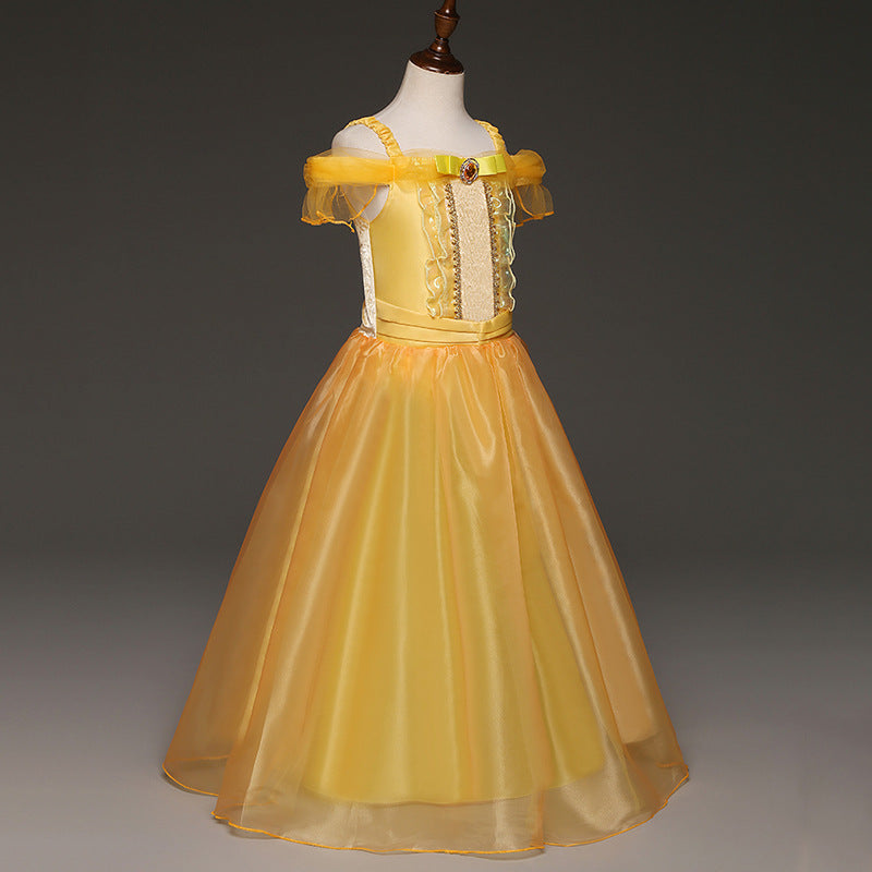 Princess Dress Inserted Beads Bright Silk Performance Dress - KaleaBoutique.com