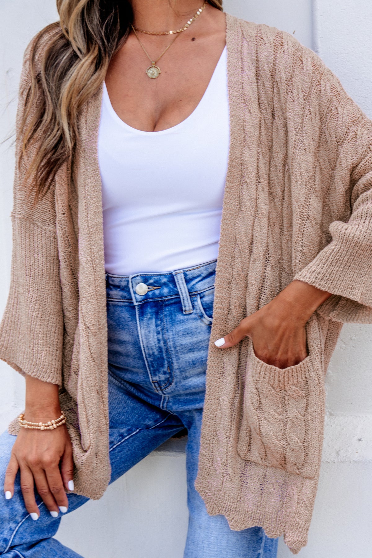KaleaBoutique Comfortable Drop Shoulder Crochet Knit Open Front Cardigan - KaleaBoutique.com