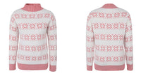 Women's Snowflake Stripe Mock-Neck Christmas Pullover Sweater - KaleaBoutique.com