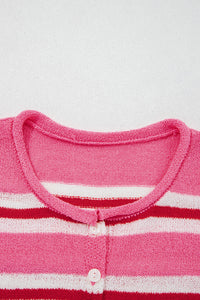 KaleaBoutique Comfortable Striped Drop Shoulder Button Cardigan - KaleaBoutique.com