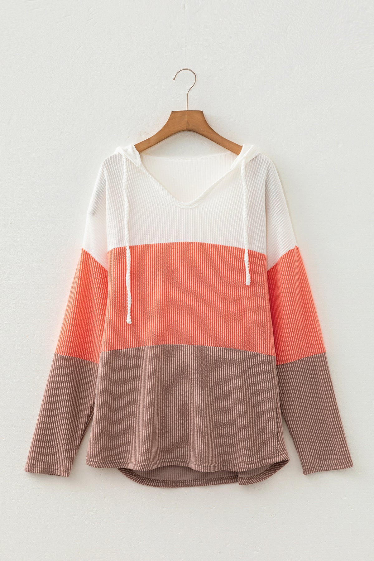 KaleaBoutique Stylish Ribbed Colorblock Hooded Pullover Long Sleeve Top - KaleaBoutique.com