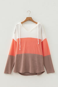 KaleaBoutique Stylish Ribbed Colorblock Hooded Pullover Long Sleeve Top - KaleaBoutique.com